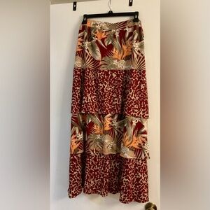 🌿🍁 Leaf Print Maxi Skirt